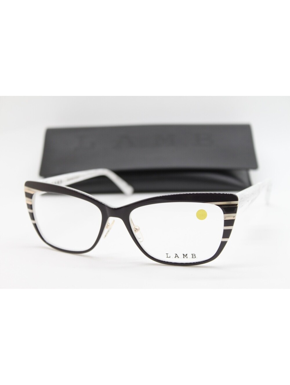 NEW L.A.M.B. LAUF104 BLK BLACK GOLD BONE AUTHENTIC EYEGLASSES W/CASE 58-17